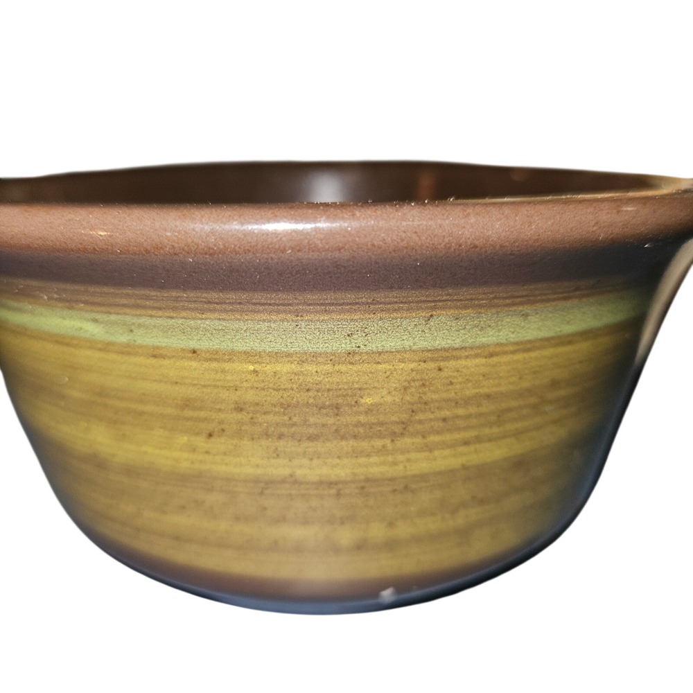 Franciscan Interpace Earthenware Bowl Brown Green Banded Vintage MCM‎ USA 5.25in